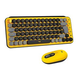 Logitech POP Wireless Mouse and Keyboard Combo - Customisable Emojis, SilentTouch, Precision/Speed Scroll, Compact Design, Bluetooth, USB, Multi-Device, OS Compatible, UK QWERTY - Blast