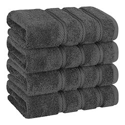 American Soft Linen Lot de 4 essuie-Mains turcs de Luxe pour Salle de Bain, 100% Coton, 600 g/m², essuie-Mains pour Cuisine, Gris foncé