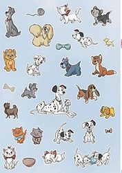 Komar Disney muursticker Disney Cats and Dogs - 50 x 70 cm (breedte x hoogte) - 27 delen - Susi, Strolchi, Dalmatiërs, Decostickers, wandstickers, wanddecoratie, kinderkamer - 14099h
