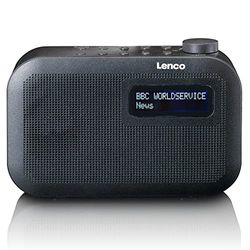 Lenco PDR-016 bärbar DAB-radio – Bluetooth 5.0 – PLL FM-radio – 3 minnesknappar – nätadapter – teleskopantenn – svart