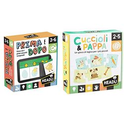 Headu Prima e Dopo! Gioco Educativo per Bambini dai 3 ai 6 Anni, IT25442 & Cuccioli & Pappa Gioco, Multicolore, IT20058