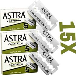 15 Astra Superior Platinum Double Edge Razor Blades For Professional Barbers And Traditional Shaving Enthusiasts