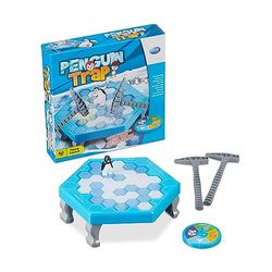 Relaxdays Gioco Pinguino in Trappola, Penguin Trap, Bambini da 3 Anni, Passatempo per Famiglia 2-4 Giocatori, Blu Bianco