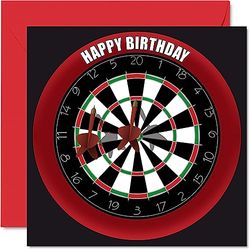 Fun 69th Birthday Cards for Men Woman - Dart Board - Happy Birthday Card for Dad Mum Grandad Nanny Grandma Gran Uncle Auntie Cousin, 145mm Sports Darts Bday Greeting Cards