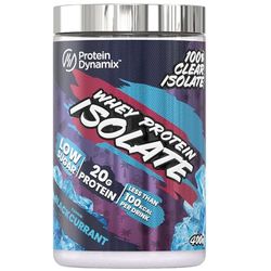Protein Dynamix - Clear Whey Protein Isolate - Blackcurrant Flavour - Low Sugar • 21g Protein • Less Than 90 Calories per Serving • 400g