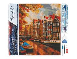 Figured’Art Diamond Painting Broderie Diamant 40x50cm Toile Entière Roulée avec Strass Perles Carrés - Soleil à Amsterdam - Kit Complet 5D DIY Activité Manuelle Loisirs Créatifs Adultes