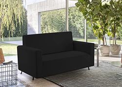 BIANCHERIAWEB Sofa Cover Solid Colour Stretch Stain Resistant Shaped Model Black 2 Seater Black
