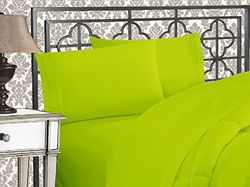 Elegant Comfort Luxurious 1500 Thread Count Egyptian Quality Three Line Embroidered Softest Premium Hotel Quality 4-Piece Bed Sheet Set, Wrinkle and Fade Resistant, Full, Lime