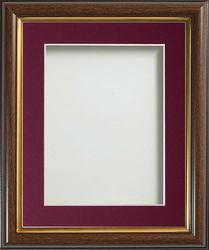 Frame Company Eldridge Mahogany Photo Frame with Plum Mount, 7x5 for 5x3.5 inch, fitted with perspex