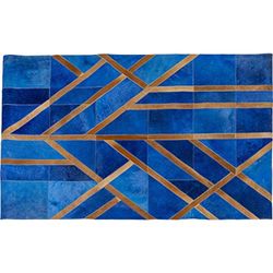 Kare Design tapijt Lines, blauw/bruin, rechthoekig, bonttapijt, woonkamer, 170x240cm