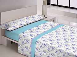Style Casa Campo Dalida Conjunto de lençóis, algodão e poliéster, azul, 210 x 180 x 3 cm