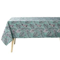 Douceur d'Intérieur, Nappe Rectangle (140 x 240 cm) Puebla Menthe, Polycoton Imprimé