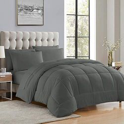 Sweet Home Collection Luxurious Plush Loft Microfiber Fill Duvet Insert Bedding, Gray, Full