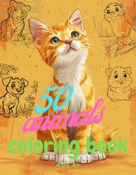 50 animals coloring book