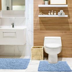 Emma Barclay Tumble Twist Pure Cotton 2pc Bath set in Blue - Mat 50x80cm / Pedestal 50x40cm