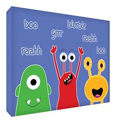 Feel Good Art, eco-bedrukt en ingelijst, kinderkamer, canvas met natuur, massief houten frame (44 x 34 x 3 cm, medium, blauw, monster 10.5 x 14.8 cm blauw