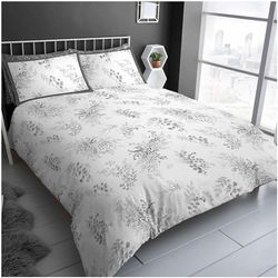 GC GAVENO CAVAILIA Parure de lit Simple en Polycoton réversible - Lavable en Machine (1 Housse de Couette + 1 taie d'oreiller) - Motif Feuille - Gris