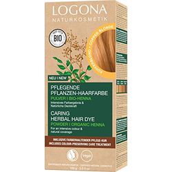 LOGONA Naturkosmetik Colorante vegetale per capelli in polvere vegana con henné biologico per colori intensi e lucentezza, colore per capelli vegetali biondo rame (biondo), 1 x 100 g