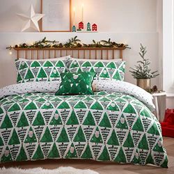 furn. Hide and Seek Santa Super King Duvet Cover Set, Cotton, Polyester, Green