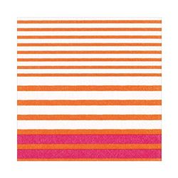 Caspari Breton Stripe Luncheon Napkins in Coral & Fuchsia - 20 Per Package