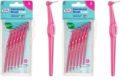TePe Brossettes interdentaires Angle - Idéal pour le nettoyage des espaces interdentaires des molaires - 1 x 6 brossettes - Diamètre 0,4mm - Rose (Lot de 2)