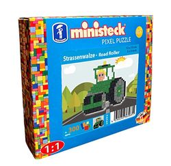 Ministeck- Jeu 36583-Image en mosaïque d'un Rouleau compresseur, Plaque 13 x 13 cm avec Environ 300 pièces colorées, Amusant à Assembler pour Les Enfants à partir de 4 Ans, 36583