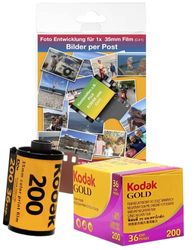 Kodak Film Gold 200/36 färgfilter 35 mm liten bild film inkl. utvecklingspåse för upp till 36 färgbilder, FPPKG200