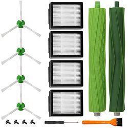 DLD Vervangende accessoireset voor iRobot Roomba i7 i7+/i7 Plus E5 E6 stofzuiger. Vervangende onderdelenset (2 set rubberen borstels met meerdere oppervlakken, 4 zijborstels, 4 filters, 1 gereedschap)