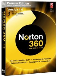 Norton 360 Premier Edition version 4.0 + 25 go d'espace en ligne (3 postes/ 1 an)