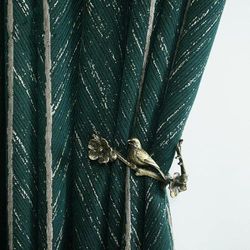 1 paio di tende americane di lusso in stile retrò verde con osso di pesce verde scuro e oro per soggiorno, camera da letto (verde, 140 x 230 cm)