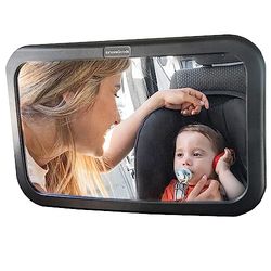 InnovaGoods® Miroir voiture bébé panoramique avec rotation à 360°, miroir voiture siège arrière vision large, accessoires voiture miroirs pour chaise bébé siège arrière adapté à toutes les voitures.