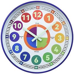 DORBOKER Kids Wall Clock Learning Clock for Kids,Silent luminous Wall Clock for Bedroom, Glow in The Dark Clock Telling Time Teaching Clock, Girls Boys Children Room Decor(Purple, 30cm 12inch)