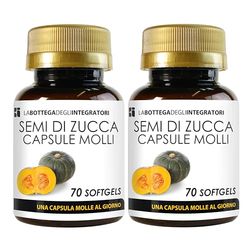 Semi di Zucca 140 Softgels | Perle con Olio Spremuto a Freddo titolato in Omega 3 Omega 6 e Omega 9, Acido Linoleico e Acido Oleico | 1 Softgel al giorno