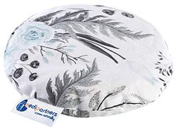Medi Partners Cuscino termico con noccioli di ciliegia per bambini 180g rotondo 15cm ecologic 100% cotone calore + terapia del freddo (Fiori grigi)