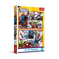 Trefl - Puzzel 2-in-1: Marvel The Avengers, Word een held - 2 x 70 stukjes, set van twee legpuzzels voor kinderen vanaf 4 jaar