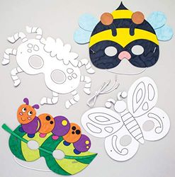 Baker Ross AW222 Bug Masks, Colouring Kits for Kids Arts and Craft Activities, Assorted, (Pack of 8)