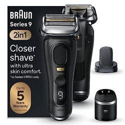Braun Series 9 PRO +, Rasoio Elettrico Barba, Regolabarba Uomo, Rifinitore Di precisione, Custodia Viaggio, Lame Flessibili, Stazione SmartCare, Batteria Litio Ion, Idea Regalo, 9590cc Nero