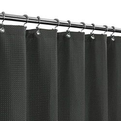 Barossa Design Waffle Shower Curtain for Luxury Hotel Spa - Heavy Duty Fabric 230 GSM No Blowing Waterproof Machine Washable - Graphite Grey, 71" x 72"