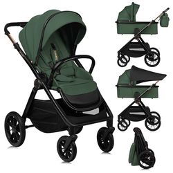 LIONELO LAYLA 2-in-1 combi-kinderwagen, kinderwagen, 0-48 maanden tot 22 kg, reiswieg tot 9 kg, rugleuning en voetensteun verstelbaar, AiryDots, 360° draaibare PU-wielen, volledige vering