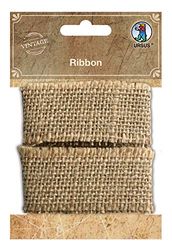 Ursus 40570005 - Ribbon, Soffband van jute, bruin, vintage look, ca. 3 cm x 1 m, ideaal voor het maken van kaarten, scrapbooking en voor het verpakken van geschenken