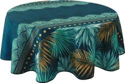 Le linge de Jules Paraiso fläckbeständig bordsduk - oval 150 x 240 cm, blå, grön, senap