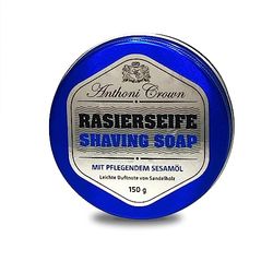 Anthoni Crown Sapone da barba solido da 150 g, barattolo è sufficiente per circa 5 mesi, dimensioni da viaggio, con olio di sesamo, profumo quasi neutro di sapone fresco, olio di palma sostenibile,