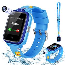 LiveGo Reloj Inteligente para Niños, 4G Safe Smartwatch con Cámara Dual, localizador GPS, Llamada SOS, WiFi para Niños Estudiantes de 4 a 12 Años Regalos de cumpleaños día de Escuela(T13 Azul)