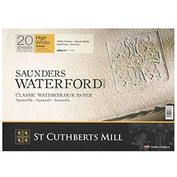 St Cuthberts Mill Saunders Waterford - Bloc 20 feuilles de papier aquarelle grain torchon - 41x31 cm - 300g/m² - Extra-blanc