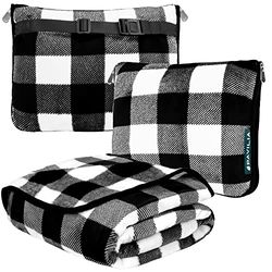 PAVILIA Cuscino per coperta da viaggio, morbida coperta per aeroplano, set combinato 2 in 1, coperta per aereo compatta, cuscino essenziale per il volo, accessori regalo per viaggiatori, tracolla per