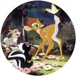 Komar Disney DOT rond en zelfklevend vlies fotobehang van Disney - Bambi Butterfly - Ø diameter 125 cm - ree, babykamer, kinderkamer, wandtattoo - DD1-045