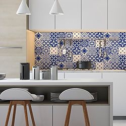 9 Adhesive Tile Stickers | Cement Tile Stickers – Mosaic Wall Tiles for Bathroom and Kitchen | Azulejos Adhesive Cement Tiles – 15 x 15 cm – 9 Pieces