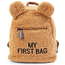CHILDHOME, babyryggsäck, skola, dagis, plantskola, två fack, kapacitet för lunchväska/flaska, avtagbar säkerhetsslinga, vattenavvisande, My First Bag, Beige Teddy