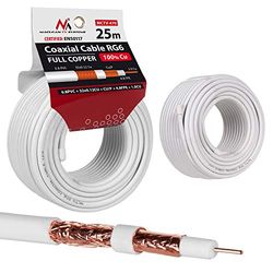 Maclean MCTV-470 koaxialantennkabel RG6 ren koppar 100% cu koaxialantennkabel SAT satellitkabel TV (25 m)