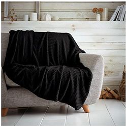 Teddy Soft Throw, Fluffy Blankets For Sofas OR Settees, Luxury Sofa Throws, Black, 150X200 Cm